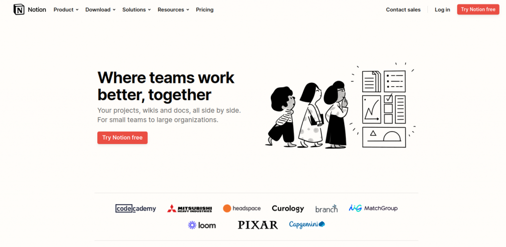 Notion for teams screenshot